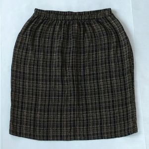 Vintage More Promises Rayon Checkered Skirt 18W Petite Black Tan